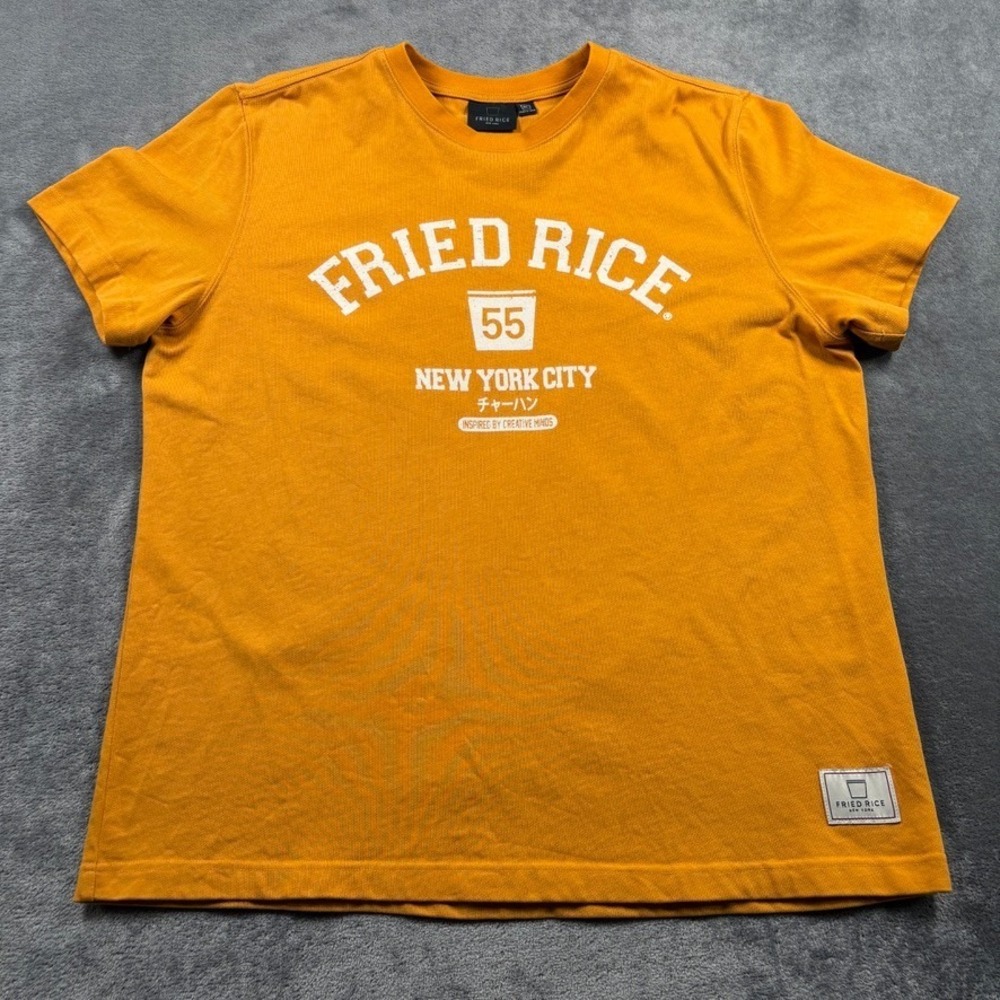 Fried Rice NYC Shirt Mens XL Orange 100% Cotton Heavy Weight Streetwear
